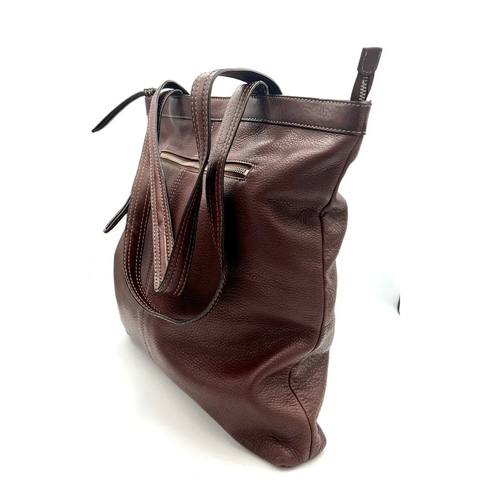 B. Makowsky Brown Leather Large Shoulder Handbag Purse‎ - Picture 5 of 16
